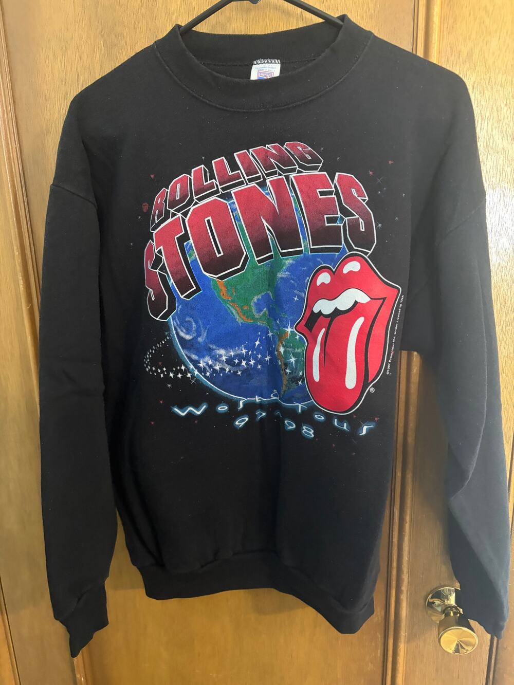 Vintage 1997 Rolling Stones World Tour Sweatshirt Logo 7 USA Made Large Black